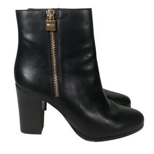 Michael Kors Black Ankle Boots with Gold Zipper